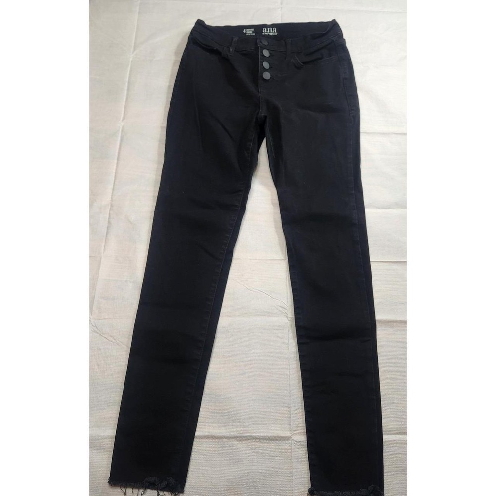 ana a new approach Black High Rise Jegging Exposed Button Fly Raw Hem Size 4